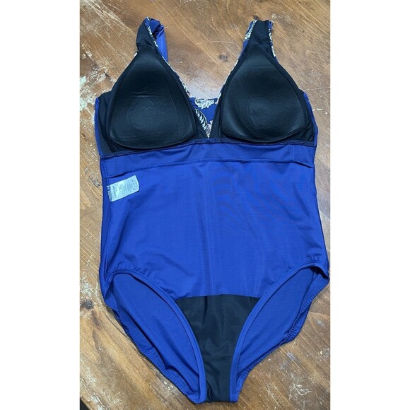 Lands End Paisley Tugless Low Leg Molded Soft Cup One Piece Swimsuit 16 Beach - Picture 8 of 14